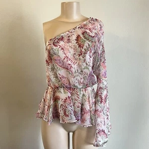 Misa Los Angeles Aurora One Shoulder Paisley Top Rainbow Palm Sz Medium - Picture 1 of 11