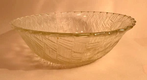 Vintage Frosted Glass Textured Basket Weave Pattern Serving Bowl - Picture 1 of 7