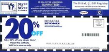 Lot of 3 Bed Bath & Beyond 20 % Off One Single Item Coupons