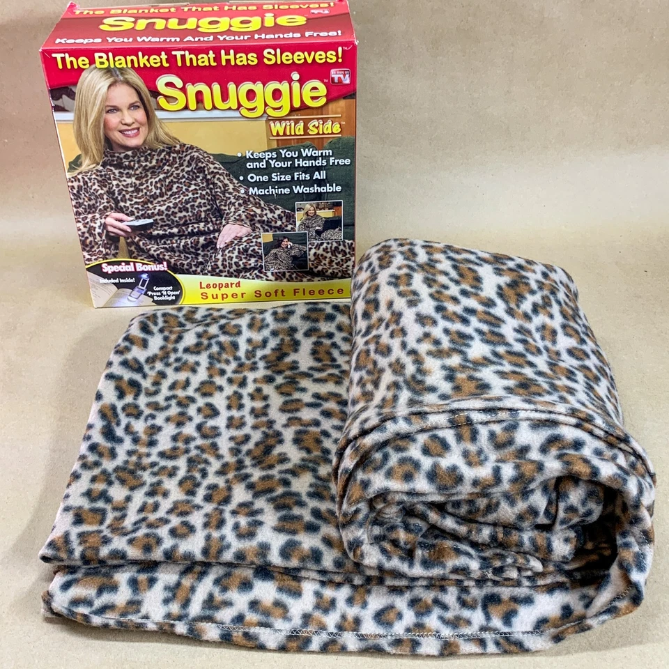 Leopard Print Snuggie Wild Side Super Soft Fleece Blanket with Sleeves with Box - Image 1 of 4