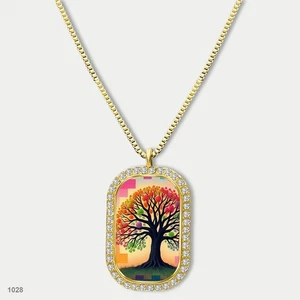 Gorgeous Tree Of Life Pendant Necklace Chain Picture Dog Tag Chain Gift Design D - Picture 1 of 4