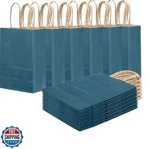 qiqee Classic Blue Gift Bag with Handles Bulk 24Pcs Paper Bags -8.3"x6"x3. 15 - Picture 1 of 5