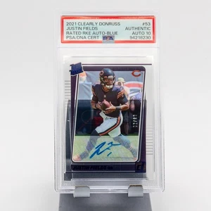 2021 Clearly Donruss Justin Fields Rated Rookie AUTO BLUE /99 PSA 10 #53 AUTH RC - Picture 1 of 2