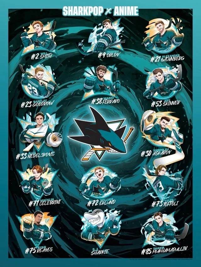 2025 San Jose Sharks / SharKPOP x Anime Poster / Promo from 11/22/25 - Image 1 of 2