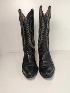 Harley Davidson Boots Cowboy Western Hypalon Mens Sz 8 Black Leather (Read) - Picture 1 of 12