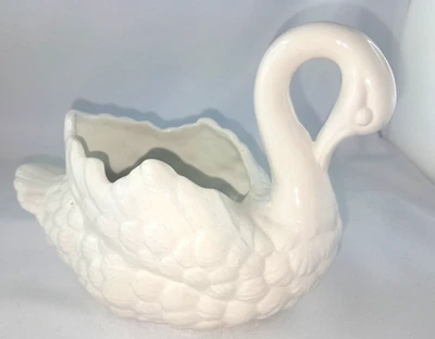 Design alt Porzellan Keramik Tier Schwan Schmuckbehälter Blumentopf Handgemacht - Bild 1 von 4