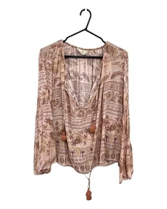 TIGERLILY Aziza Pink Bell Sleeve Blouse, Like New, Women's, Size 10 - Picture 1 of 5
