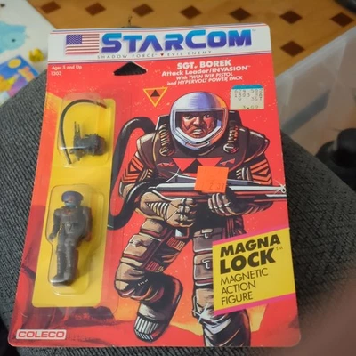 StarCom  Sgt. Borek Action Figure - Vintage 1986 Sealed Unopened Card - Image 1 of 4
