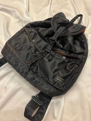 PORTER Yoshida Tanker Black Nylon Drawstring Backpack Japan Daypack Used - Image 1 of 4