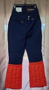 Vintage Retro FERA Ski Pants Stretch Wool Navy & Red Bell Bottoms Youth Sz 10R - Picture 1 of 4