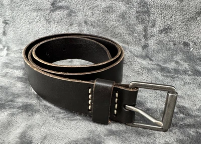 Women's J Crew Brown Genuine Leather Belt Nickel Buckle 38” Long Size 30 - Image 1 of 4