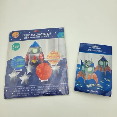 16 Pcs Space Themed Birthday Decorations 8 Table Centerpieces & 8 Favor Boxes - image 1 of 4