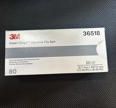 Grano 3M 36518 Green Corps 80 1/2 pulgada. x 18 in. Cinturón abrasivo para limas (paquete de 20) Foto 1 de 2