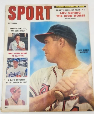 Revista SPORT setembro 1957 – Capa Eddie Mathews – Recurso Lou Gehrig - Imagem 1 de 2