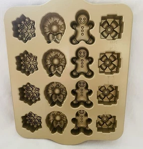 Nordic Ware Holiday Teacakes Weihnachtspfanne 3 C schwer Aluminiumguss gold - Bild 1 von 8