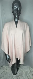 Martha Stewart Missy Poncho Shawl Wrap Pink Ivory Knit One Size Reversible - Picture 1 of 18