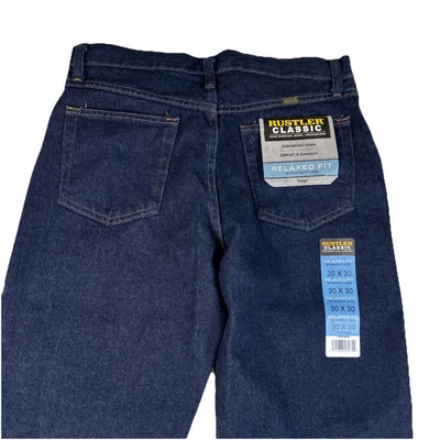 NWT Wrangler Rustler Men 30x30 Relaxed Fit Straight Leg Heavyweight Denim Jeans - Image 1 of 4