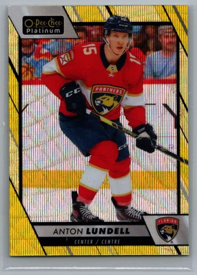 2023-24 O-Pee-Chee Platinum Neon Yellow Surge Anton Lundell #52 - Image 1 of 2