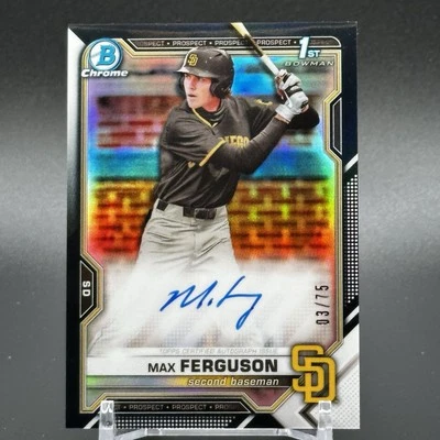2021 Bowman Draft Chrome Pick Black Refractor #'d /75 Max Ferguson #CDA-MF Auto - Image 1 of 3