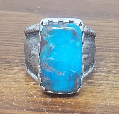 Natural Bisbee Turquoise Tufa Cast Sterling Silver Ring Size 12.25 24.4g - Image 1 of 4