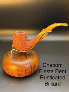 Vintage NOS Unsmoked Chacom Fiesta Bent Rusticated Billiard 42 Pipe- Restored - Picture 1 of 6