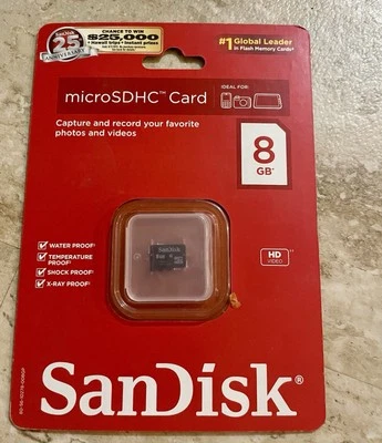 Brand New SanDisk 8GB Class 4 micro SDHC Memory Card SDSDQ-008G-A11M - Image 1 of 2