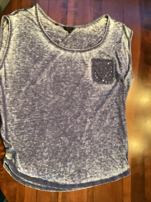 Top de tejido grande vintage Y2K Guess sin mangas pedrería púrpura intacto tinte ácido Foto 1 de 4