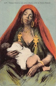 Maroc - Femme Chleuh et son enfant - Dessin coloré du peintre Abascal - Ed. Flan - Picture 1 of 2