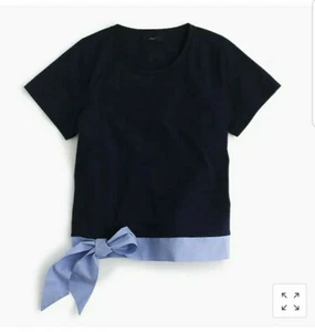 J CREW SIDE TIE TSHIRT SMALL NAVY SHORT SLEEVE PREPPY SPRING  - Picture 1 of 8