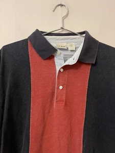 Vintage LL Bean Polo Shirt Large Mens 90s Red/Blue Stripe OY950 - Picture 1 of 5