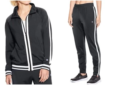 NWT Champion Womens Fitness Tracksuits Jacket & Pants Black/White Size M - Image 1 of 4