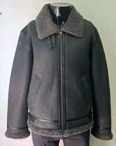 Men's B3 Air force Real Shearling Sheepskin Leather Jacket Aviator Pilot Reagan - Picture 1 of 4