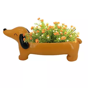 Dachshund Flower Pot Succulent Planter Resin Cartoon Animal Flower Plant Pots - Picture 1 of 12