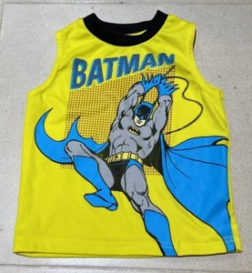 DC BATMAN  YELLOW  GRAY AND BLUE CREW NECK  SLEEVELESS  TEE Size 2T - Picture 1 of 1