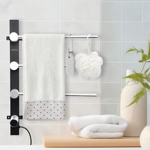 3-Bar Electric Towel Warmer Racks Emperature Adjustable Waterproof w/ Timer - Picture 1 of 8