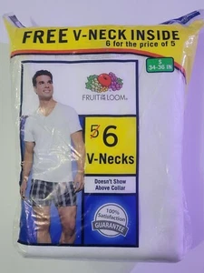 Fruit of the Loom Tall Men's White V-Neck Undershirts, Tagless 6 Pack SM 34-36 - Picture 1 of 2