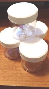 Set of 4, 2 oz Clear PET Plastic Jars With White Plastic Twist Cap - Picture 1 of 1