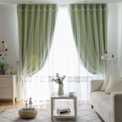 Lace Blackout Window Curtains Romantic Window Drape Single Panel Grommet Top - Image 1 of 4