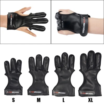 Archery Gloves Leather Tab Guard for Recurve/Compound Bow 3 Finger Gloves - Image 1 of 4