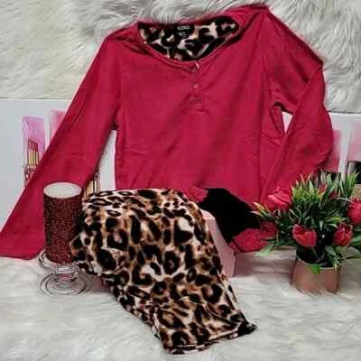 887 XOXO Rosa y Animal Print Pijama y Calcetines Set de Regalo Talla L Nuevo con Etiquetas Foto 1 de 4