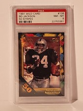 1991 Wild Card BO JACKSON #108 50 Stripe Card  PSA 8