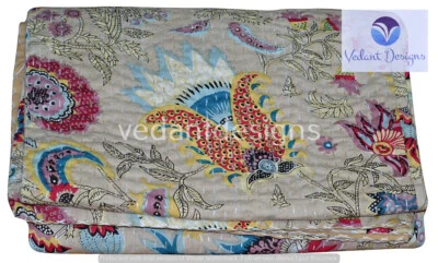 Colcha de algodão com estampa indiana Mukut dupla/solteira Kantha feita à mão - Imagem 1 de 4