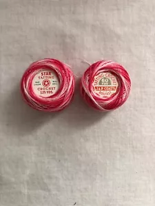 Lot 2 Pink Red Shades Cotton Tatting Crochet Thread Partial Star 132.5 Coats 15A - Picture 1 of 2