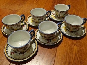 DE COLECCIÓN SEIS TAZAS CAFÉ CERÁMICA HENRIOT QUIMPER FRANCIA - Imagen 1 de 12