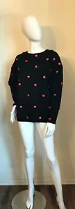 VINTAGE 1980s Pierre Cardin Black & Pink Button dots Sweater M - Picture 1 of 5