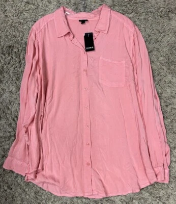 Blusa Top Torrid Mujer Talla 2 Rosa Manga Larga Milly Abotonada Nueva (J7) Foto 1 de 4
