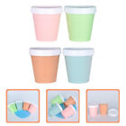  4 Pcs Dessert Cups Soup Containers with Lids Empty Ice Cream Bottle Peaches