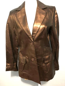 Lord and Taylor dark brownish pewter tone colored leather jacket - Picture 1 of 7