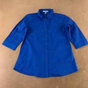 Port Authority Women's Size Medium Royal Blue 3/4-Sleeve Carefree Poplin Shirt - Picture 1 of 7