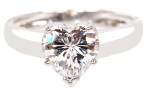 D/VVS1 Solitaire 2.50 Carat Heart Shape Engagement Ring In 14KT White Gold - Picture 1 of 6